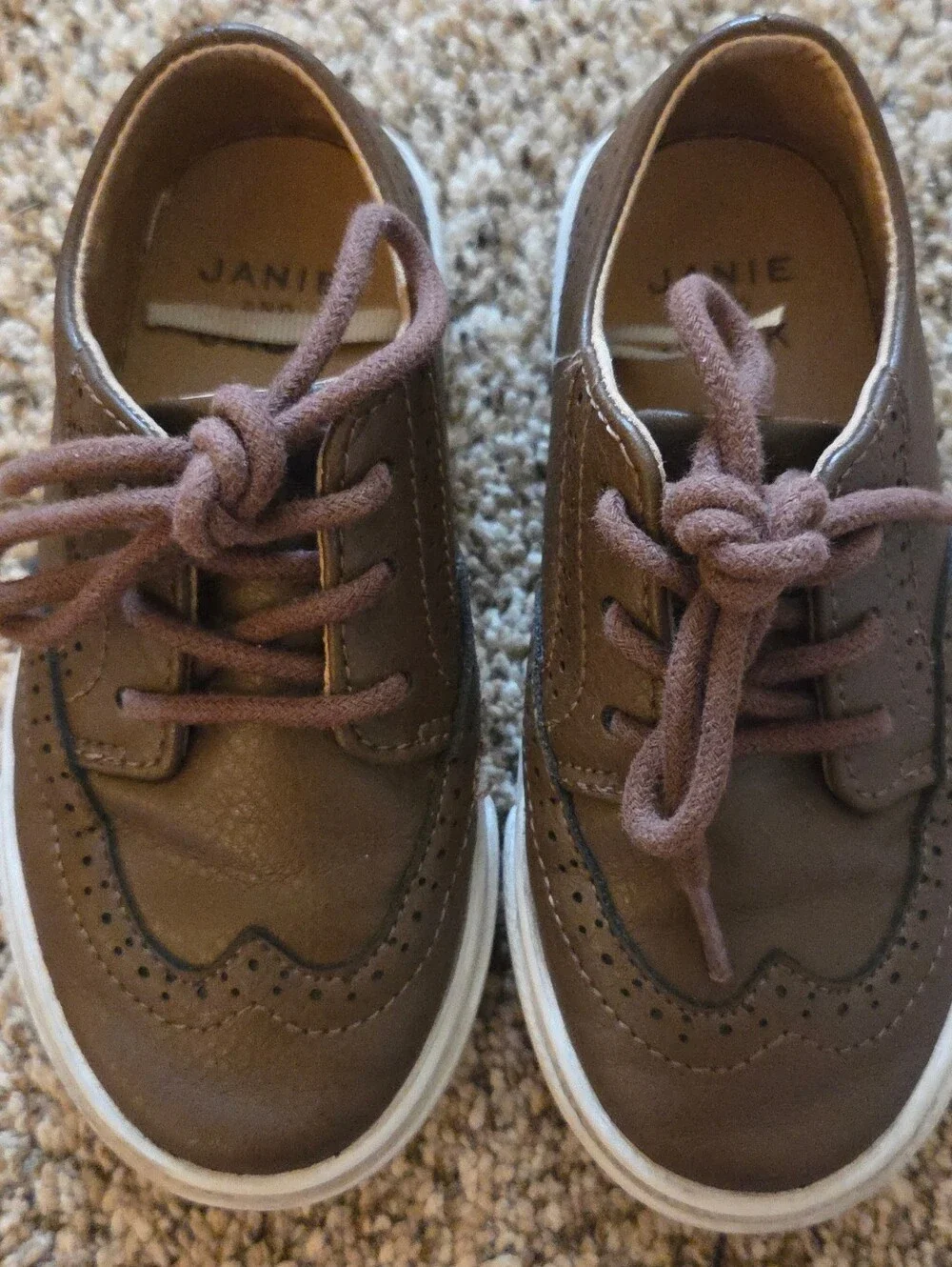 Janie and Jack Brown Wingtip Lace-Up Kids Shoes Size 9 Brown